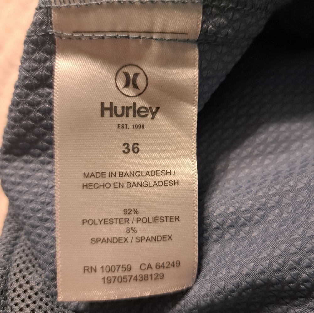 Mens Hurley Trek Hybrid Shorts Blue 20" Length Size 36 - Picture 8 of 13